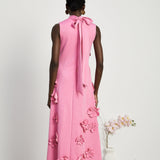 Magali – Roosa maxi kleit faux lillede ja paeltega