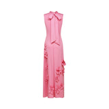Magali – Roosa maxi kleit faux lillede ja paeltega