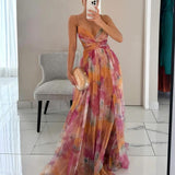Giselle – Lummav maxi-kleit lillemustriga