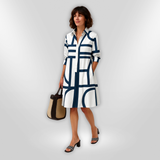 Helen™ – Geomeetrilise mustriga midi kleit
